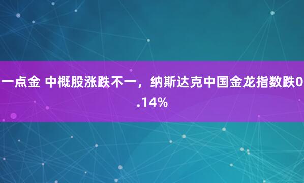 一点金 中概股涨跌不一,纳斯达克中国金龙指数跌0.14%